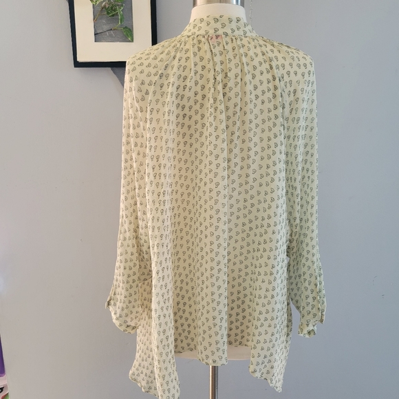 Samuji V Neck Semi Sheer Flowy Allover Print Blouse M - Picture 3 of 14